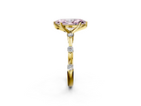 Yellow gold Fancy Pink Marquise  Solitaire Diamond Ring with Bezel Set Side Stones and Prong Setting_5