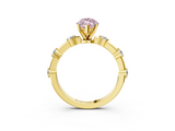Yellow gold Fancy Pink Marquise  Solitaire Diamond Ring with Bezel Set Side Stones and Prong Setting_6