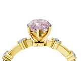 Yellow gold Fancy Pink Marquise  Solitaire Diamond Ring with Bezel Set Side Stones and Prong Setting_7