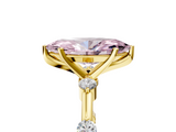 Yellow gold Fancy Pink Marquise  Solitaire Diamond Ring with Bezel Set Side Stones and Prong Setting_8