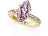 Yellow gold Fancy Pink Marquise  Solitaire Diamond Ring with Channel-Set Baguette Band and Four-Prong Setting_81