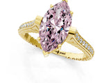 Yellow gold Fancy Pink Marquise  Solitaire Diamond Ring with Channel Set Band and Bezel Prong Setting_57