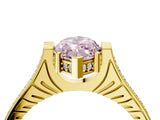 Yellow gold Fancy Pink Marquise  Solitaire Diamond Ring with Channel Set Band and Bezel Prong Setting_60