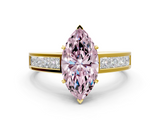 Yellow gold Fancy Pink Marquise  Solitaire Diamond Ring with Channel-Set Band and Four-Prong Setting_3