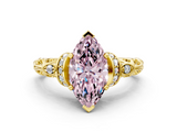 Yellow gold Fancy Pink Marquise  Solitaire Diamond Ring with Filigree Band and Four-Prong Setting_59