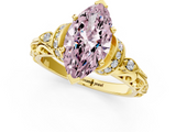 Yellow gold Fancy Pink Marquise  Solitaire Diamond Ring with Filigree Band and Four-Prong Setting_60