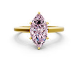 Yellow gold Fancy Pink Marquise  Solitaire Diamond Ring with Four-Prong Setting and Classic Band_3