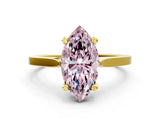 Yellow gold Fancy Pink Marquise  Solitaire Diamond Ring with Four-Prong Setting and Tapered Band 1