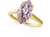 Yellow gold Fancy Pink Marquise  Solitaire Diamond Ring with Four-Prong Setting and Tapered Band 2