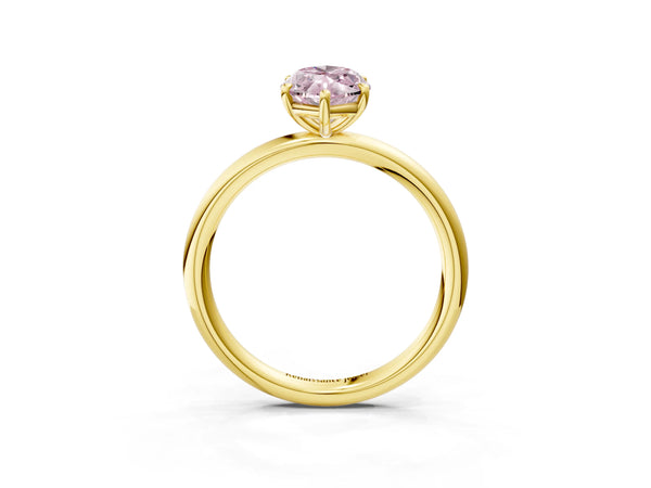 Yellow gold Fancy Pink Marquise  Solitaire Diamond Ring with Four-Prong Setting on a Plain Band