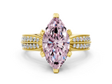 Yellow gold Fancy Pink Marquise  Solitaire Diamond Ring with Milgrain Pavé Band and Four-Prong Setting_20