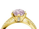 Yellow gold Fancy Pink Marquise  Solitaire Diamond Ring with Milgrain Pavé Band and Four-Prong Setting_24