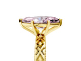 Yellow gold Fancy Pink Marquise  Solitaire Diamond Ring with Milgrain and Black Enamel X Pattern Band_84