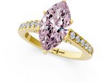 Yellow gold Fancy Pink Marquise  Solitaire Diamond Ring with Pavé Band and Four-Prong Setting_115