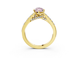 Yellow gold Fancy Pink Marquise  Solitaire Diamond Ring with Pavé Band and Four-Prong Setting_117