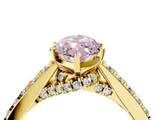 Yellow gold Fancy Pink Marquise  Solitaire Diamond Ring with Pavé Band and Four-Prong Setting_118