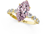 Yellow gold Fancy Pink Marquise  Solitaire Diamond Ring with Pave Band and Four-Prong Setting_246