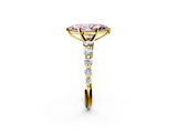 Yellow gold Fancy Pink Marquise  Solitaire Diamond Ring with Pave Band and Four-Prong Setting_247