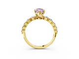 Yellow gold Fancy Pink Marquise  Solitaire Diamond Ring with Pave Band and Four-Prong Setting_248
