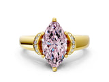 Yellow gold Fancy Pink Marquise  Solitaire Diamond Ring with Pave Band and Six-Prong Setting_32