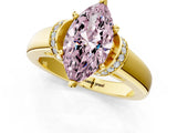 Yellow gold Fancy Pink Marquise  Solitaire Diamond Ring with Pave Band and Six-Prong Setting_33