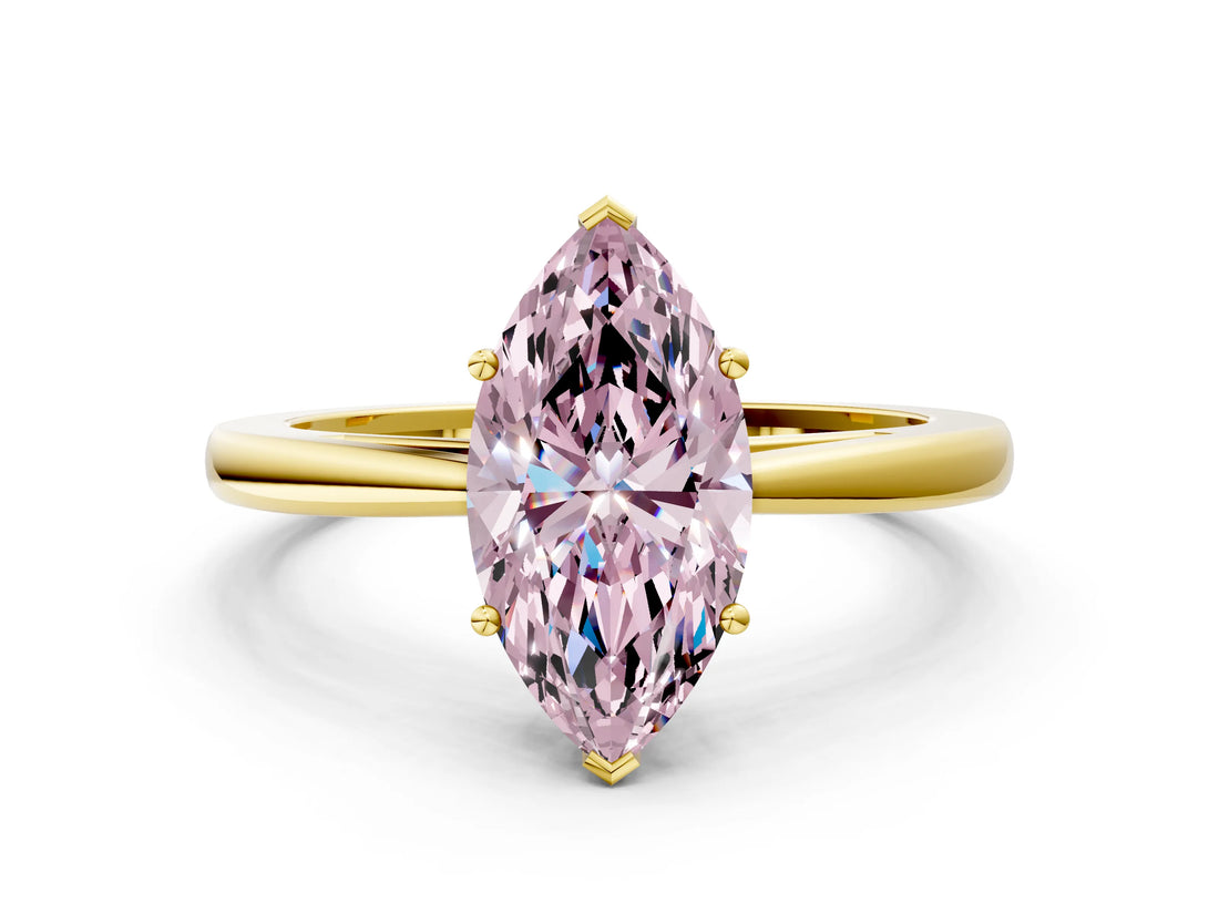 Yellow gold Fancy Pink Marquise  Solitaire Diamond Ring with Split Shank and Four-Prong Setting_12