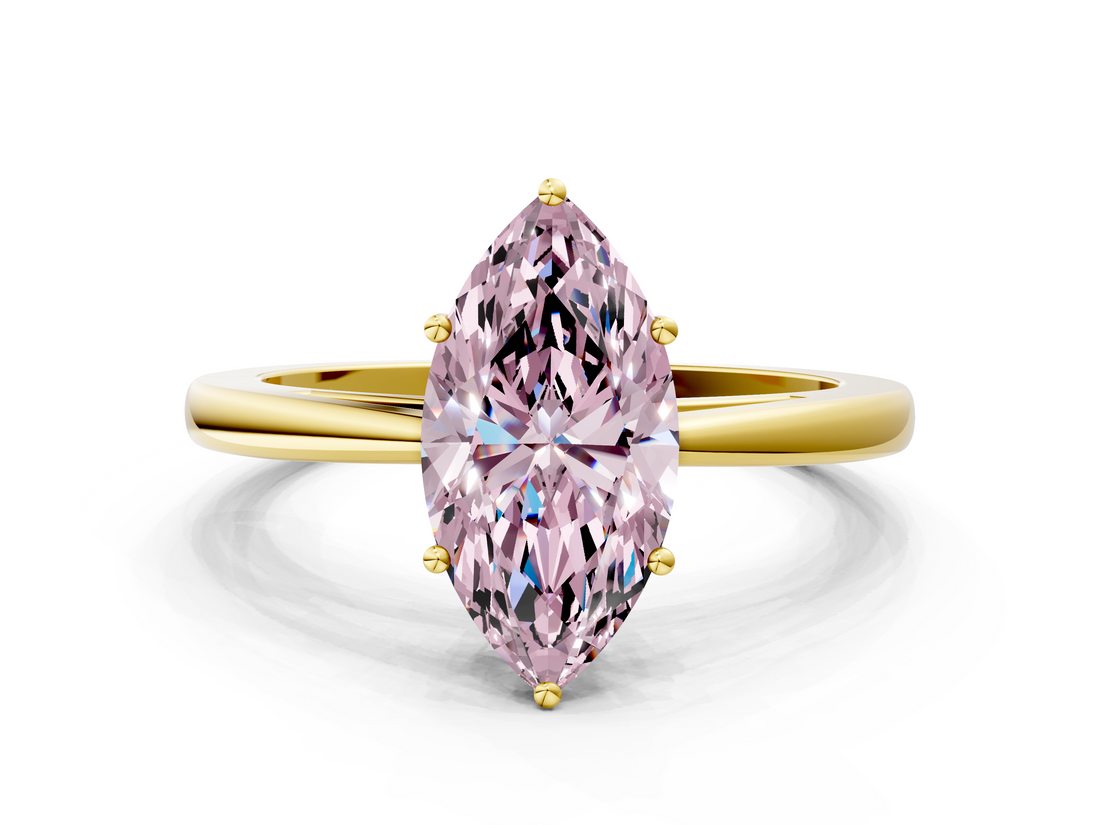 Yellow gold Fancy Pink Marquise  Solitaire Diamond Ring with Split Shank and Four-Prong Setting_20