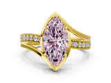 Yellow gold Fancy Pink Marquise  Solitaire Diamond Ring with Split Shank and Prong Setting_46