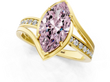 Yellow gold Fancy Pink Marquise  Solitaire Diamond Ring with Split Shank and Prong Setting_47