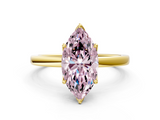 Yellow gold Fancy Pink Marquise  Solitaire Diamond Ring with Thin Band and Four-Prong Setting_3
