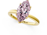Yellow gold Fancy Pink Marquise  Solitaire Diamond Ring with Thin Band and Four-Prong Setting_4