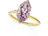 Yellow gold Fancy Pink Marquise  Solitaire Diamond Ring with a Classic Band and Four-Prong Setting 1