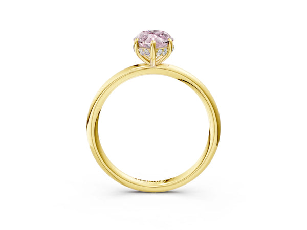 Yellow gold Fancy Pink Marquise  Solitaire Diamond Ring with a Classic Band and Four-Prong Setting