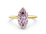 Yellow gold Fancy Pink Marquise  Solitaire Diamond Ring with a Classic Band and Four-Prong Setting