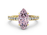 Yellow gold Fancy Pink Marquise  Solitaire Diamond with Pavé Band and Four-Prong Setting_49