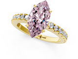 Yellow gold Fancy Pink Marquise  Solitaire Diamond with Pavé Band and Four-Prong Setting_50