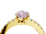 Yellow gold Fancy Pink Marquise  Solitaire Diamond with Pavé Band and Four-Prong Setting_53