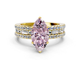 Yellow gold Fancy Pink Marquise  Solitaire Diamond with Pave and Channel Set Band_62
