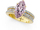 Yellow gold Fancy Pink Marquise  Solitaire Diamond with Pave and Channel Set Band_63