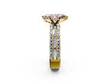 Yellow gold Fancy Pink Marquise  Solitaire Diamond with Pave and Channel Set Band_64