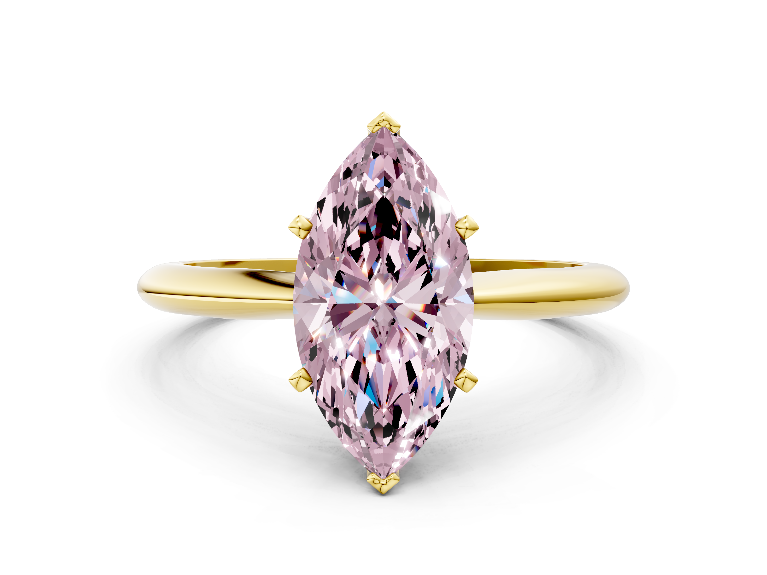 Yellow gold Fancy Pink Marquise  Solitaire Engagement Ring with Classic Band and Four-Prong Setting_70