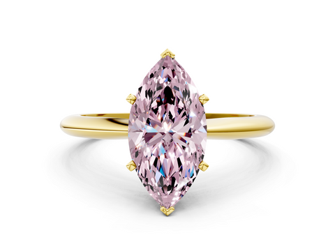 Yellow gold Fancy Pink Marquise  Solitaire Engagement Ring with Classic Band and Four-Prong Setting_70