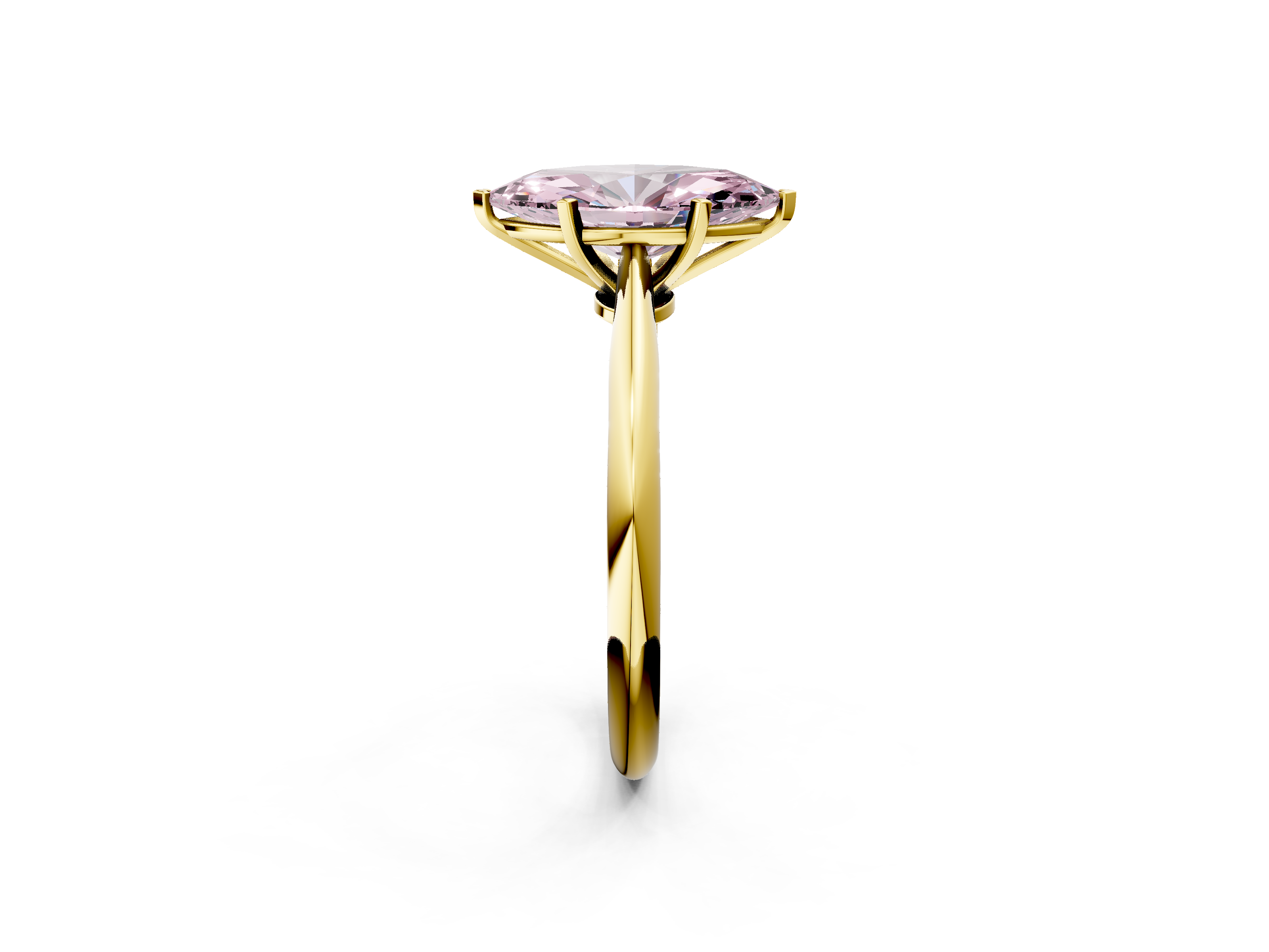 Yellow gold Fancy Pink Marquise  Solitaire Engagement Ring with Classic Band and Four-Prong Setting_72