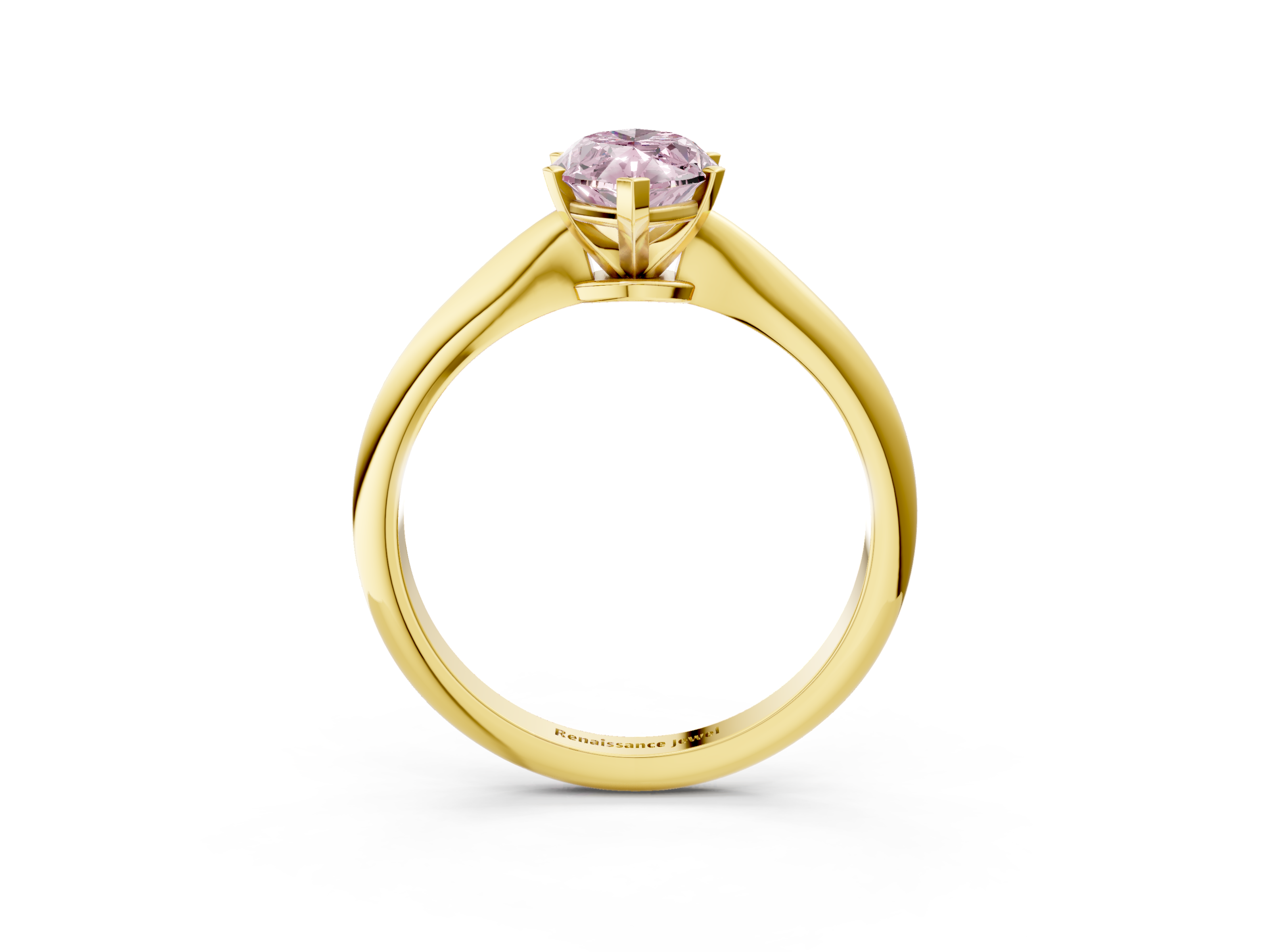 Yellow gold Fancy Pink Marquise  Solitaire Engagement Ring with Classic Band and Four-Prong Setting_73