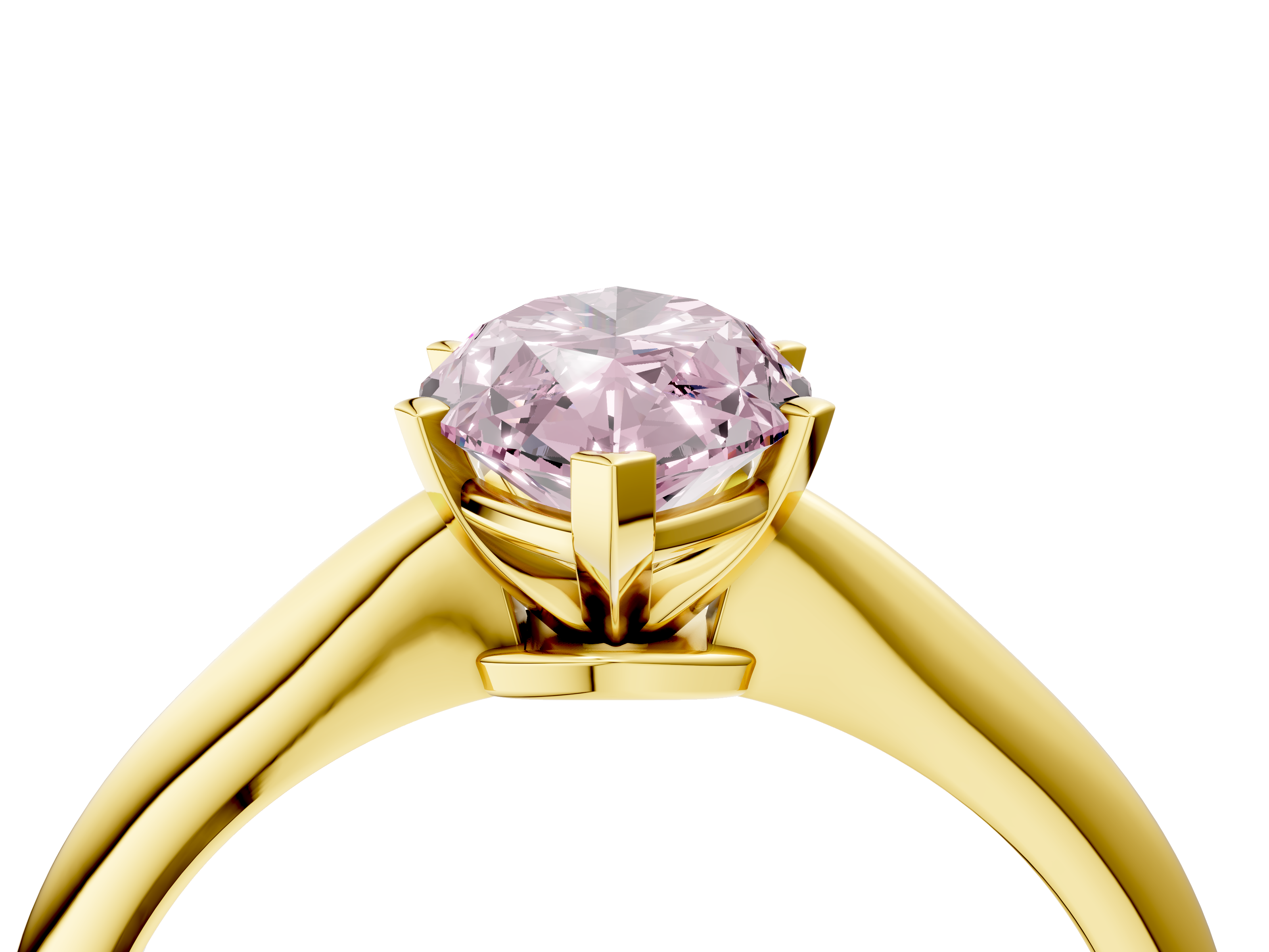 Yellow gold Fancy Pink Marquise  Solitaire Engagement Ring with Classic Band and Four-Prong Setting_74