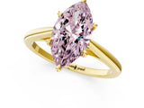 Yellow gold Fancy Pink Marquise  Solitaire Engagement Ring with Four-Prong Setting and Classic Band 2