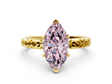 Yellow gold Fancy Pink Marquise  Solitaire Engagement Ring with Scrollwork Band and Four-Prong Setting_133