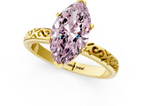 Yellow gold Fancy Pink Marquise  Solitaire Engagement Ring with Scrollwork Band and Four-Prong Setting_134