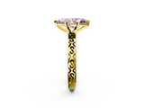 Yellow gold Fancy Pink Marquise  Solitaire Engagement Ring with Scrollwork Band and Four-Prong Setting_135