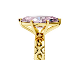Yellow gold Fancy Pink Marquise  Solitaire Engagement Ring with Scrollwork Band and Four-Prong Setting_138